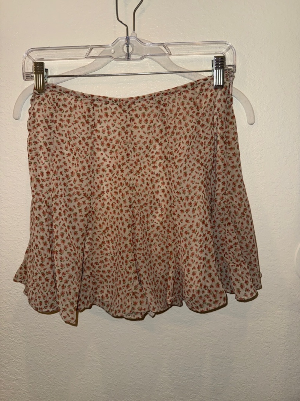 Dress Forum Cream Floral Circle Skirt with Rust Motif
